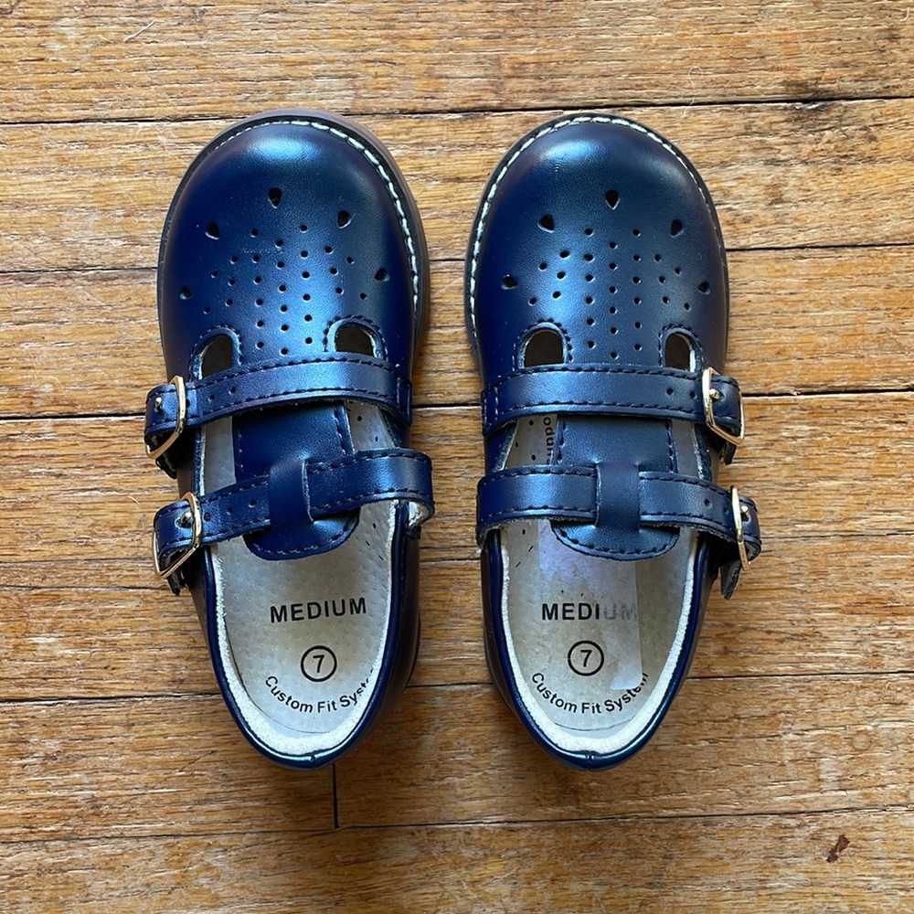 Footmates - Navy Danielle Double Strap Size 7 Medium Width